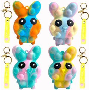 2 Piece of Rabbit Popper Easter Fidget Toy Assorted Color